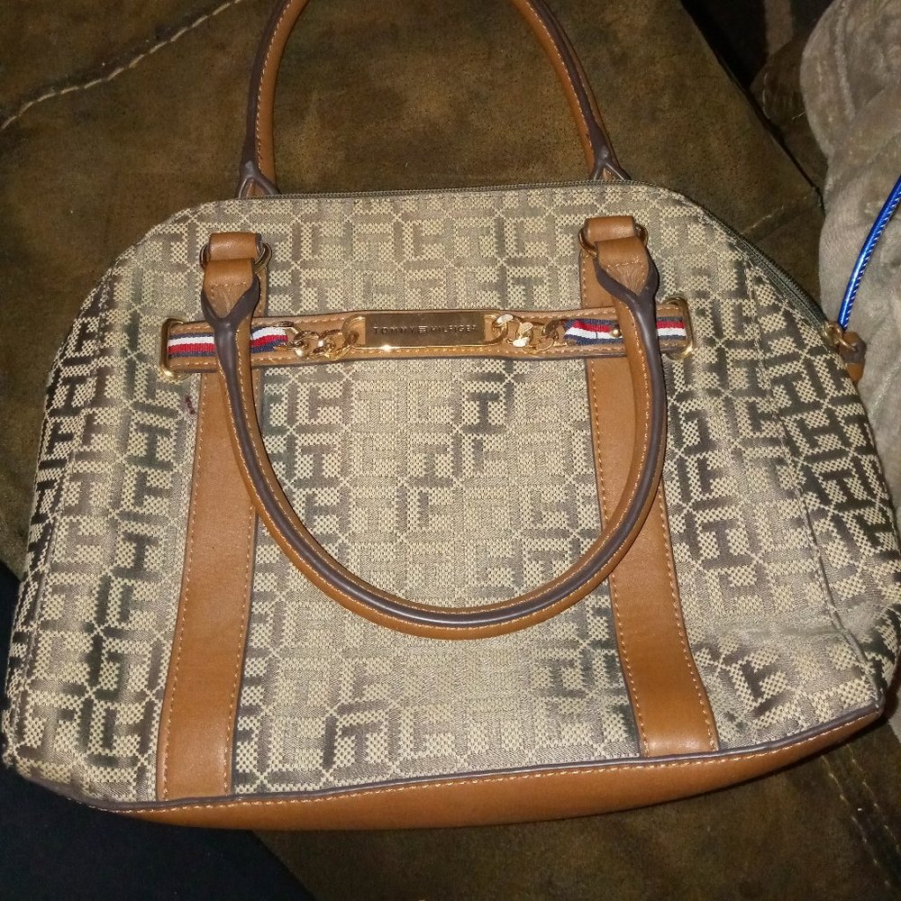 Tommy Hilfiger Jacquard Logo Bowler Bag Purse